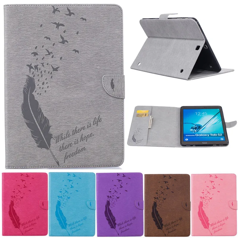 Для Samsung Galaxy Tab S2 9 7 &quotSM-T810 T815 мультяшная птица перо PU кожаный чехол Подставка для