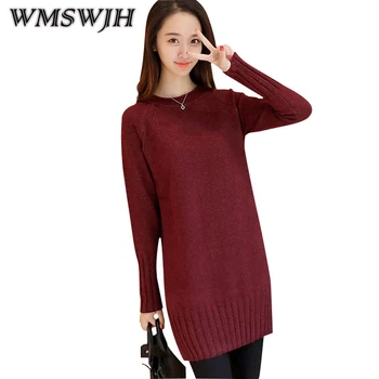 

Wmswjh Women's Sweater Pullover Women's Knit Sweater Thicker Long Sweaters 2019 Winter Four-Color Casual Clothes For Women