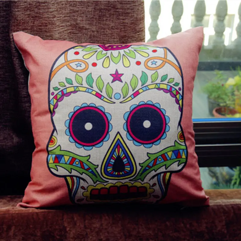 New Plush Halloween Chair Cushion Skull Pattern Nordic Home Decor Sofa Throw Pillows For Girls Room Decoration Pillow Cover