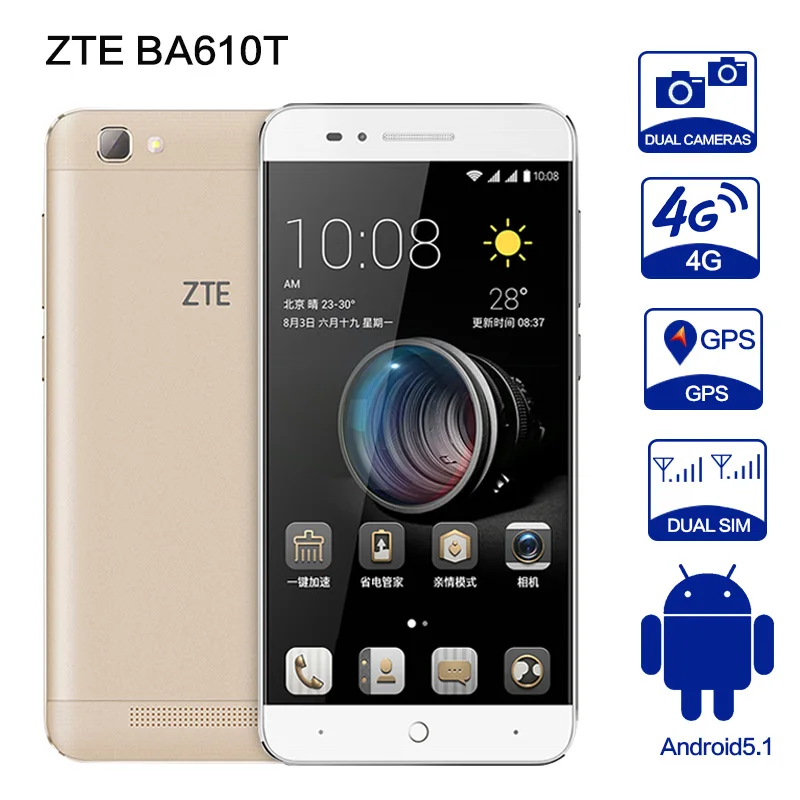 ZTE BA610T MTK6735P четырехъядерный Android 5 1 2 Гб ОЗУ 8 ПЗУ 4000 мАч двойная SIM камера 8MP OTG