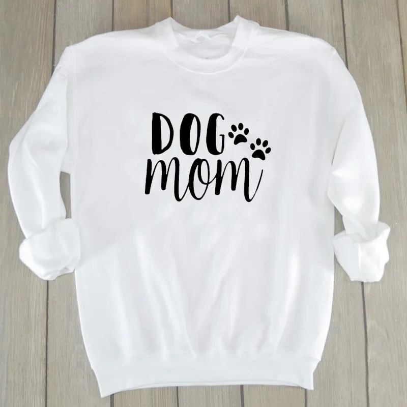 Women Dog Mom Paw T-shirt Jumper Shirt Long Sleeve Slogan Top Casual Pullover