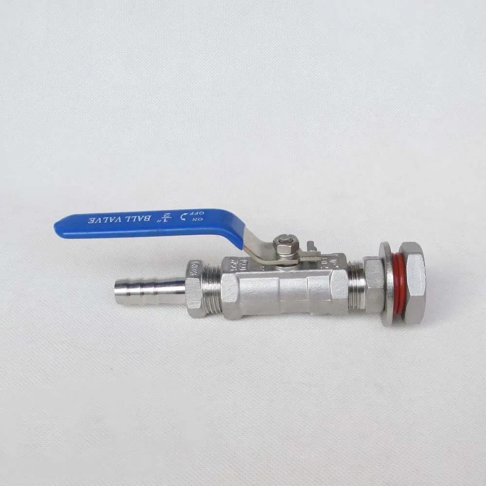 

1/2" 304 Stainless Steel Weldless Compact Ball Valve & Barb-Homebrew Beer Kettle Pot