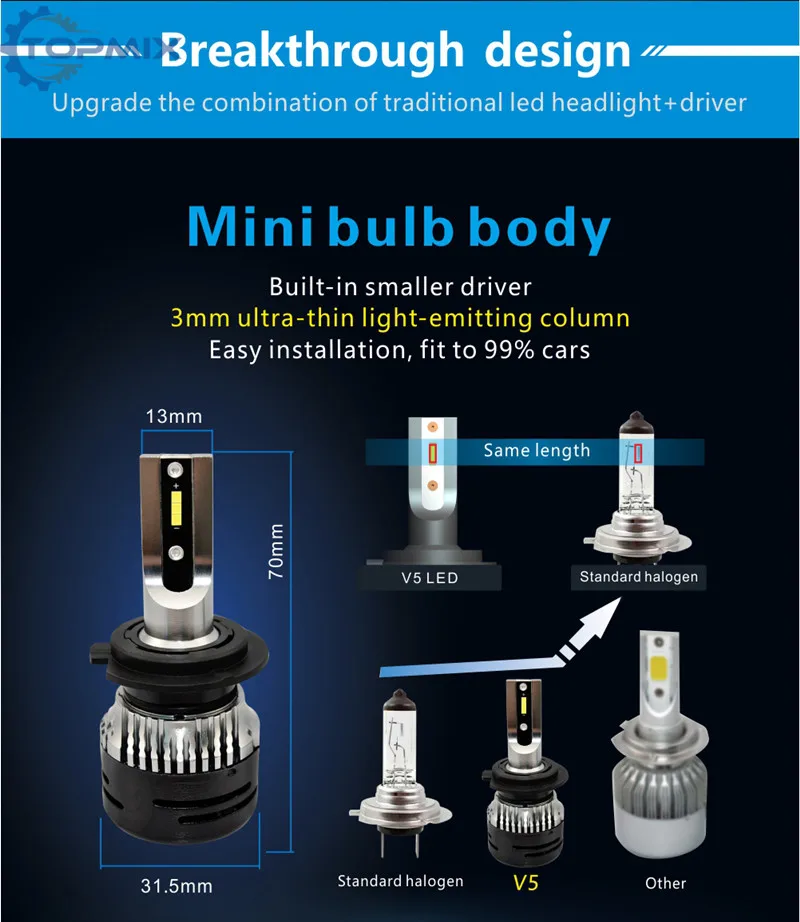 V5-72W 6000LM LED Headlight 1