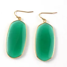 100-Unique Attractive Design 1 Pair Light Yellow Gold Color Oval Shape Earrings Green Agates Elegant Women Earrings 100-Unique Attractive Design 1 Pair Light Yellow Gold Color Oval Shape Earrings Green Agates Elegant Women Earrings