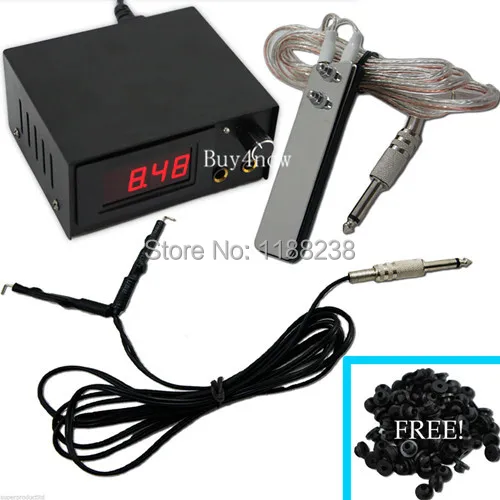 

Promotion!Tattoo Machine Power Supply Digital+Foot Pedal Switch+8'Clip Cord+Tattoo Grommets tattoo kit Free Shipping