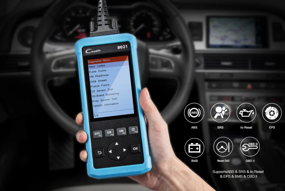 Launch CReader 8021 автоматический сканер с BMS масло, SAS, EPB сброс+ ABS+ SRS Полный OBDII/EOBD функции CR8021 OBD2 диагностические инструменты