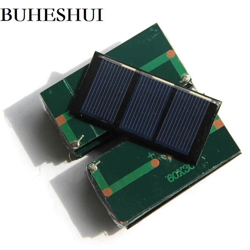 BUHESHUI 0.2W 1.5V Mini Solar Panel Polycrystalline Cell DIY Charger For 1.2V Battery Light Study 60*30MM 100pcs | Электроника