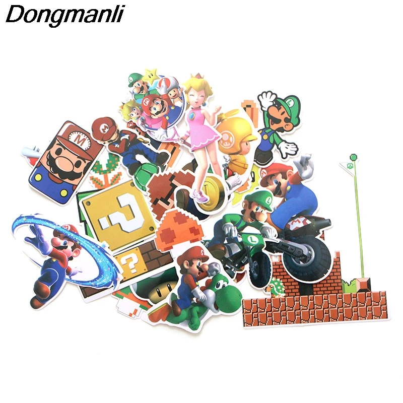 

29pcs Super Mario Scrapbooking for wall notebook phone luggage laptop bicycle guitar Graffiti Decal album stickers M2352