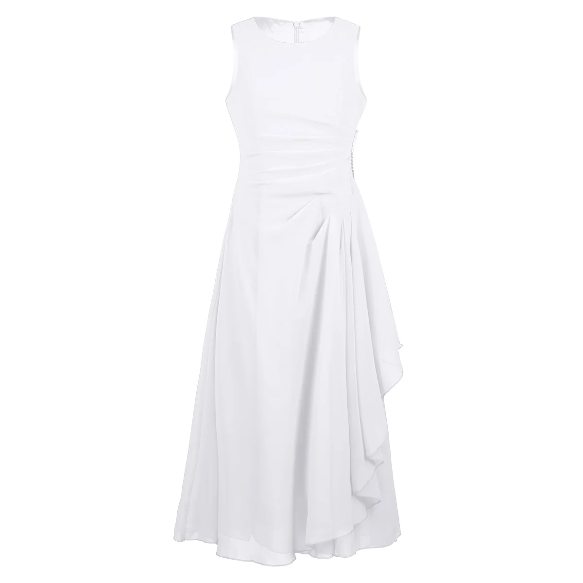 Tiaobug шифон Платье для девочек с цветочным узором для свадьбы для девочек-подростков Детские Формальные Первое причастие выпускного вечера вечерние макси длинные платья - Цвет: White