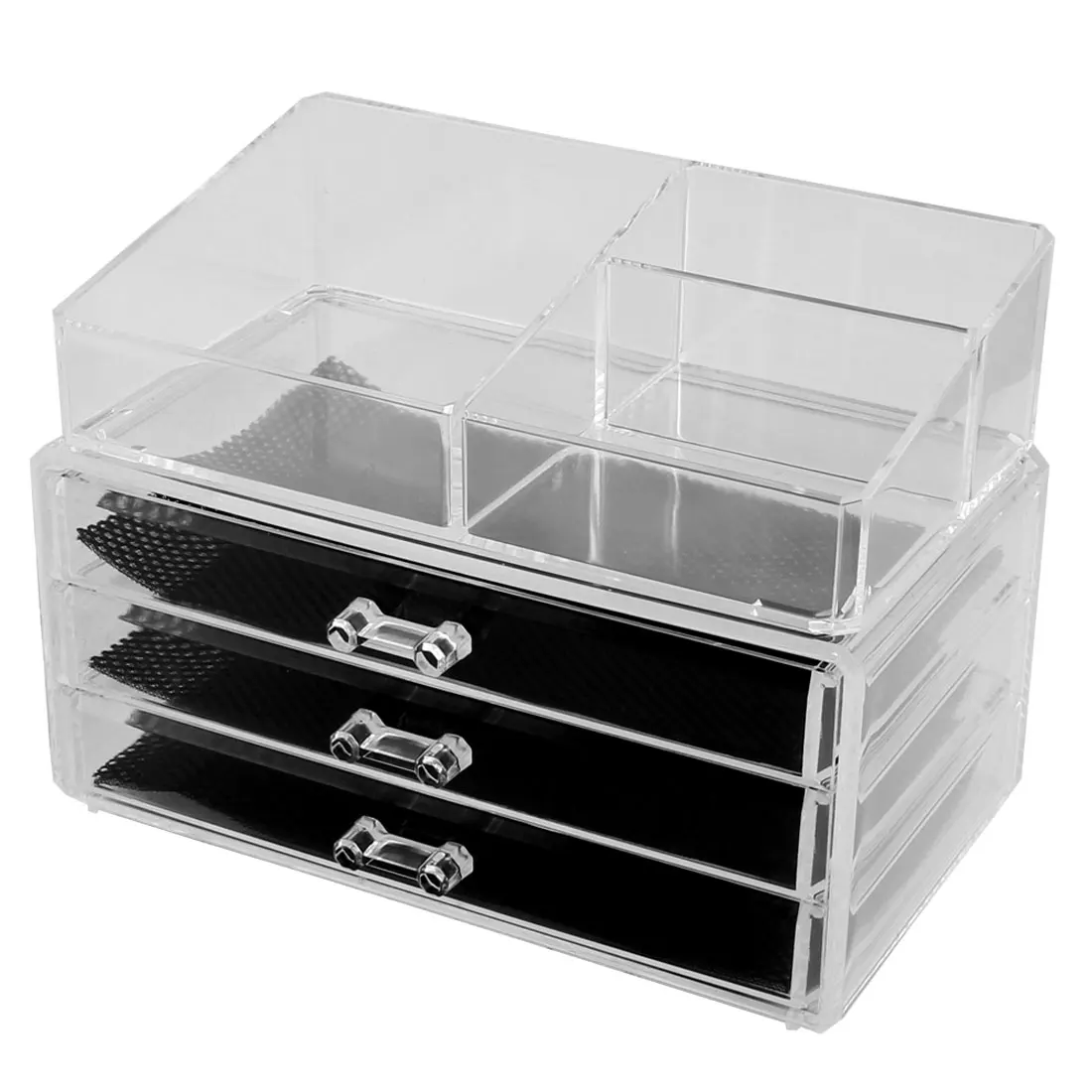 

UXCELL Household Acrylic Multichamber Transparent Jewelry Makeup Storage Organizer Set 2 In 1