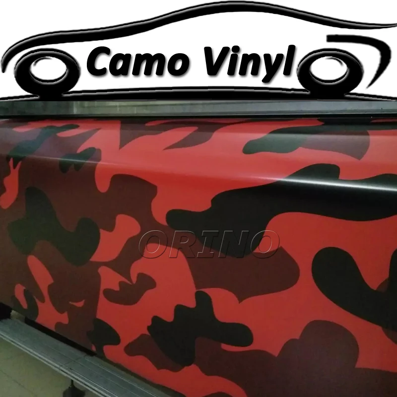 Diy Styling Black Red Camo Vinyl Film Camouflage Car Wrap Sticker