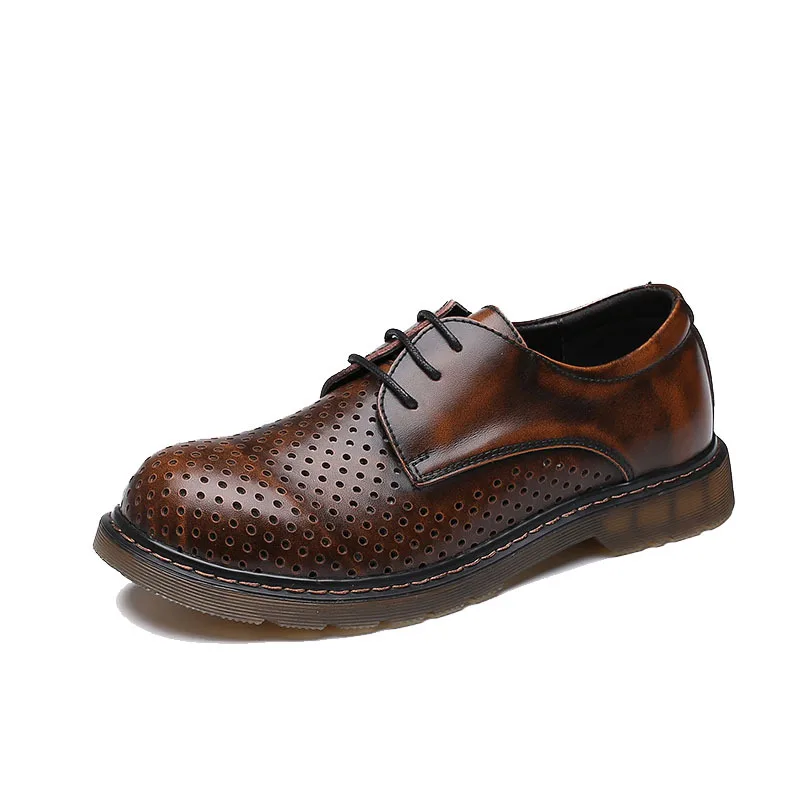 Rond En Bout 2018 Camouflage Mode Business Cuir black Plus Été Drop Hollow Lacent Hommes De Brown Mâle La Taille rouge bleu Évider noir Shipping Hollow Chaussures Hollow brown red Alfa 0zqxq5wA8