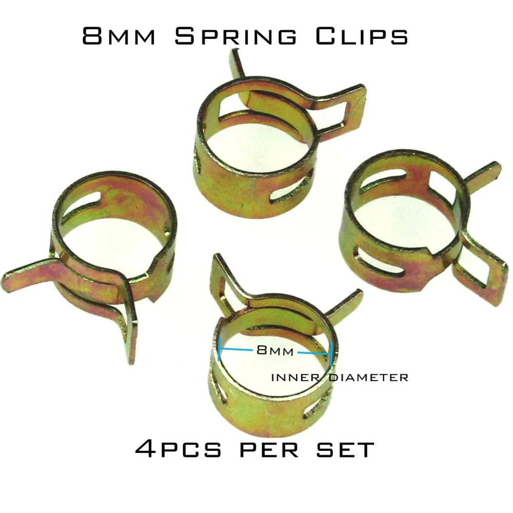 4pcs 8mm Steel Band Motorcycle Scooter ATV Fuel Line Hose Tubing Spring