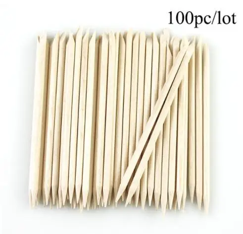 

100 pcs/Bag Wooden Cuticle Pusher Nail Art Cuticle Remover Orange Wood Sticks For Cuticle Removal Manicure Nail Art Tools
