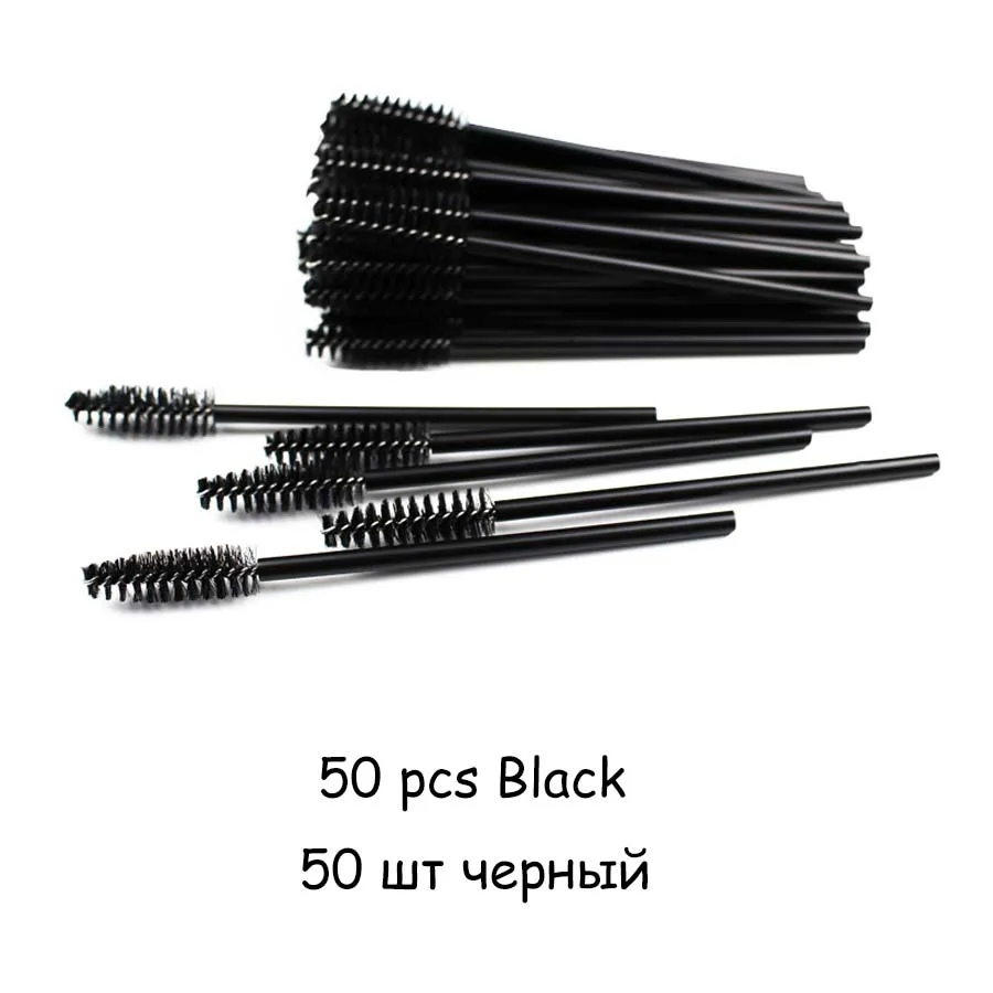 50pcs Black Одноразовая щеточка для ресниц 25/50 шт/пакет глаз ресниц макияж кисти Мини палочки с кисточкой для туши для ресниц наращивание инструмент набор кистей для макияжа - Цвет: 50pcs Black