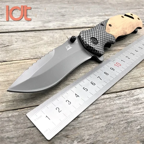 LDT X50 складной нож 7Cr18Mov лезвие имитация углеродного волокна палисандр ручка нож охотничий Открытый выживания карманные ножи инструменты - Цвет: X50