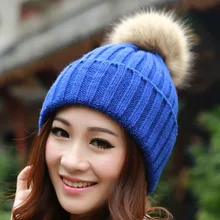 Brand 2017 Winter Hats for Women Beanies Knitted Cap Crochet Hat Rabbit Fur Pompons Ear Protect