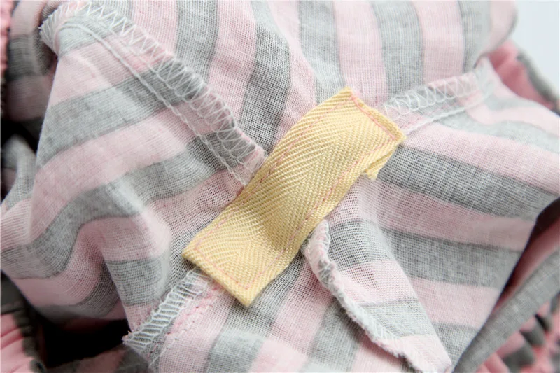 Повседневное striated 100% хлопок короткие пижамы наборы для ухода за кожей для женщин Пара рубашка с короткими рукавами японский кимоно-пижамы