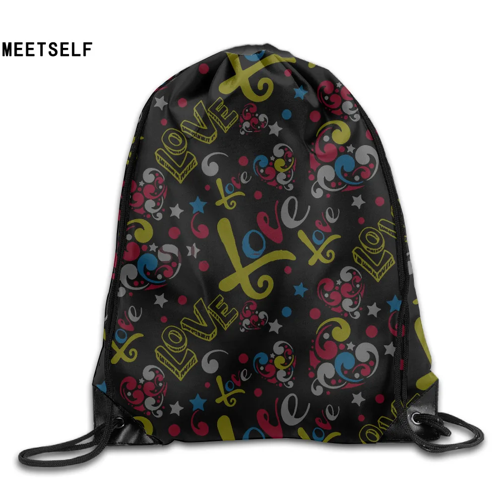 SAMCUSTOM 3D Print Scrawl Heart Shoulders Bag Women Fabric Backpack