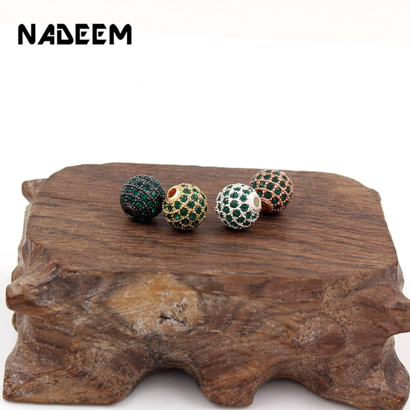 

Micro Pave Cubic Zirconia Crystal Copper Round Charms Spacer Beads for Jewelry Making DIY Bracelet Necklace Accessories