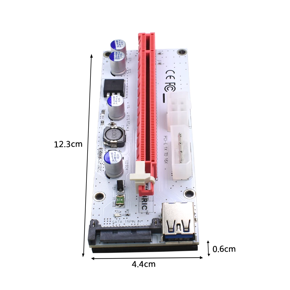 Райзер TISHRIC VER008S Molex 4 контактный SATA 6PIN PCI Express PCIE E адаптер 008s 008 1X на 16X USB3.0