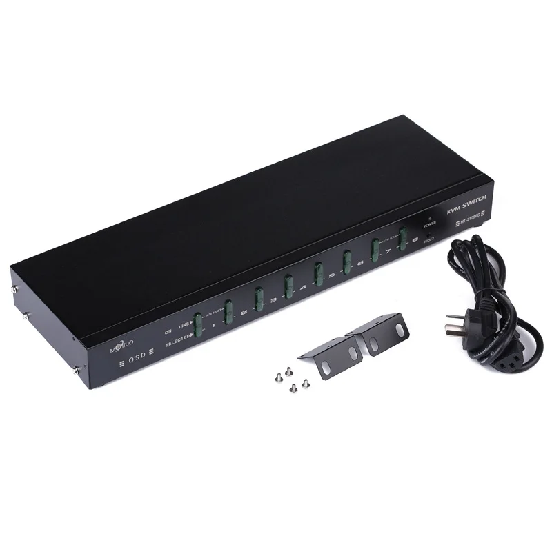 

MT-2108RD 8 Port PS/2 KVM Switch Hot Key OSD Menu 1 PS2 Keyboard Mouse Control 8 PCs Rackmount Daisy Chain Support with cable