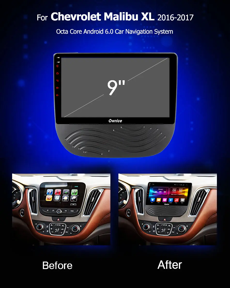 Sale 9" IPS 1din Android 9.0 Car DVD Player For Chevrolet Malibu XL 2016 2017 2018 2019 8 Core 4G+32G GPS Radio Stereo DSP CarPlay 2