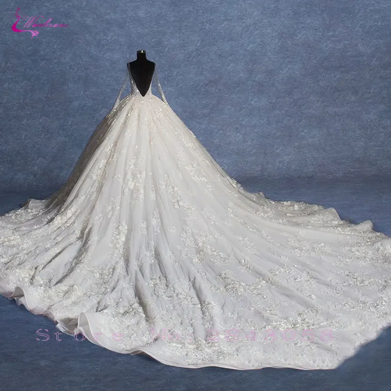 Waulizane, винтажное, уникальное, кружевное, бальное платье, Vestido De Noiva, роскошная вышивка, Аппликации, открытая спина, свадебное платье, часовня, поезд