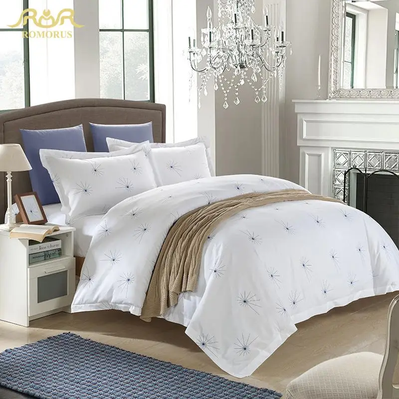 Romorus Beautiful Hotel Style Bedding Set 100 Cotton White Hotel