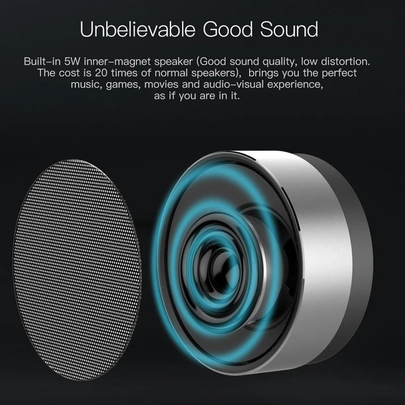 Tiso T10 Bluetooth speaker metal mini portable wireless 10-15 hours playtime 5W loudspeaker outdoor IPX5 waterproof AUX TF MIC