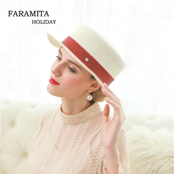 

Faramita Holiday British Style Jazz Hats Women Cool Beach Summer Hat Wide Brim Caps Cowboy Sunscreen Straw 2019 New Hats Ladies
