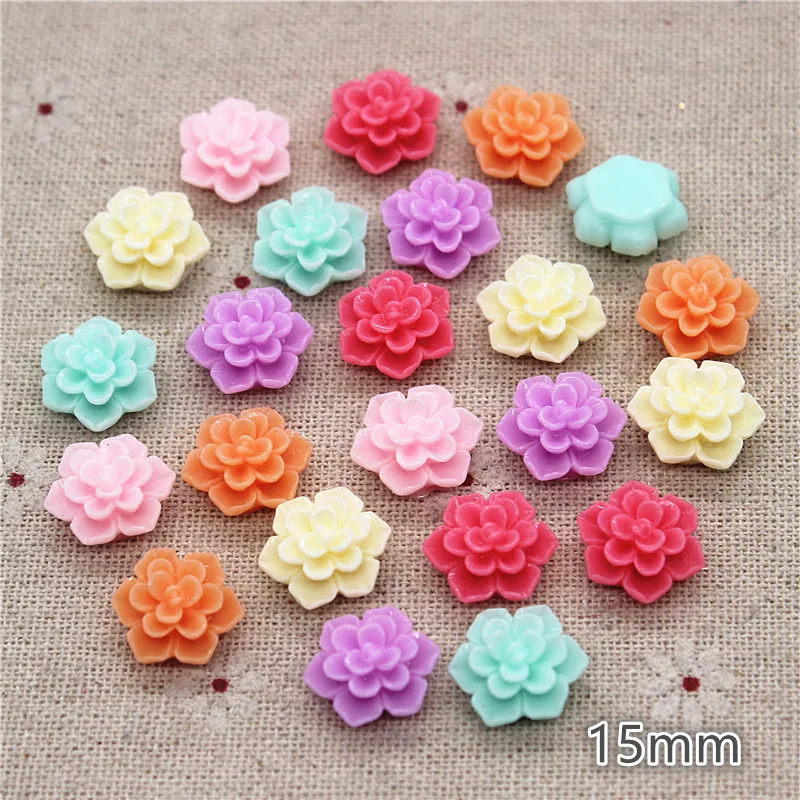 50PCS Cute Matte Vintage Resin Flowers Flatback Cabochon DIY Jewelry/Craft Scrapbooking,15mm