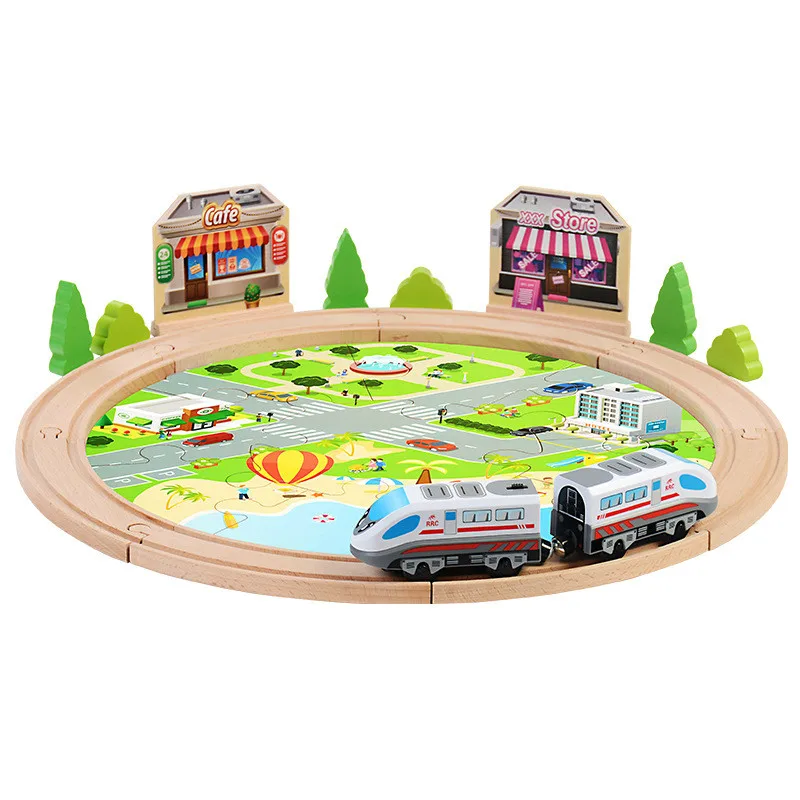 

29pcs Full Set Electric Wooden Train Track Children's Educational Assembled Track for Cars DIY Educational Toys for Baby Boys