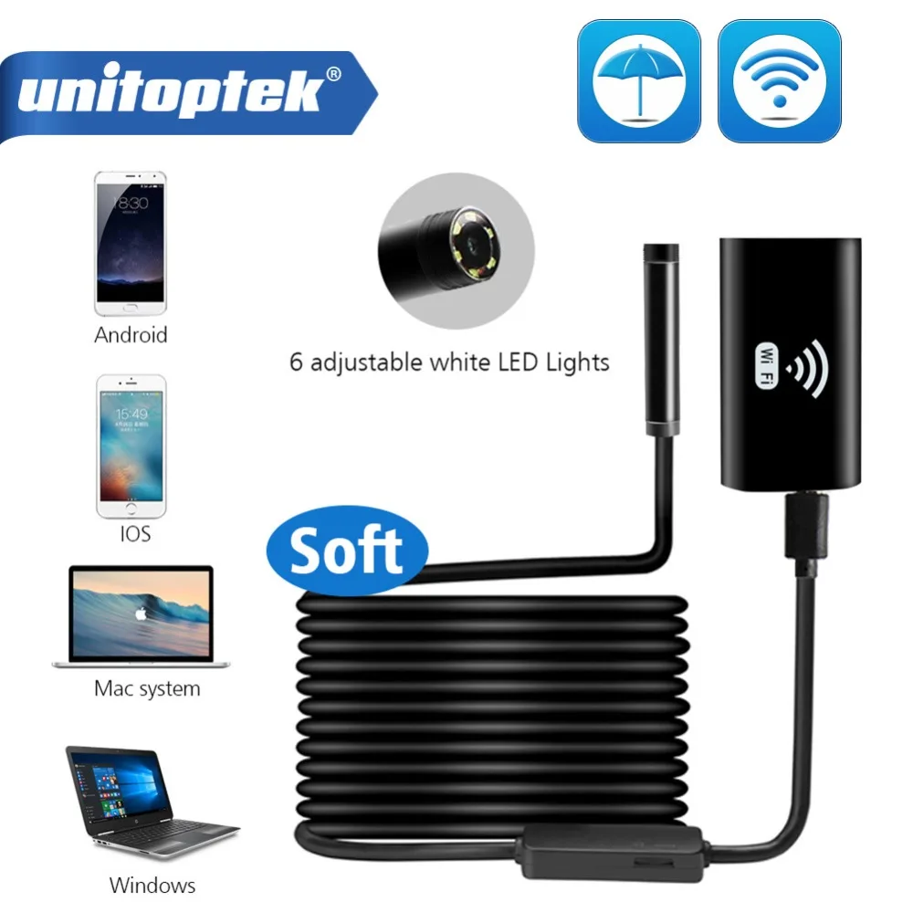 Beste 1 m 2 m 3.5 m 5 m Zachte Flexibele Snake WIFI Endoscoop Camera HD 720 p 8mm 1.0MP borescope Pijp Inspectie Camera Android iPhone