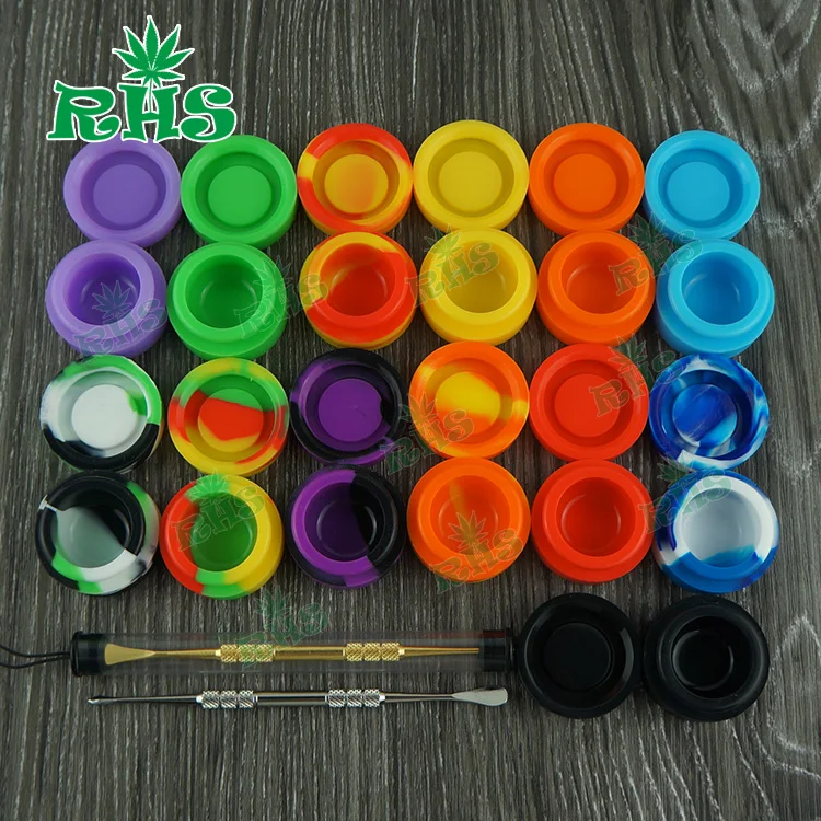 100pcs Newest non stick 7ml silicone jars dab wax container custom