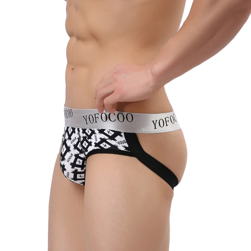 

Sexy Men's Breathable Jockstraps Sexy G-string Back Hollow Underwear Gay Mens Fashion Print Jockstraps