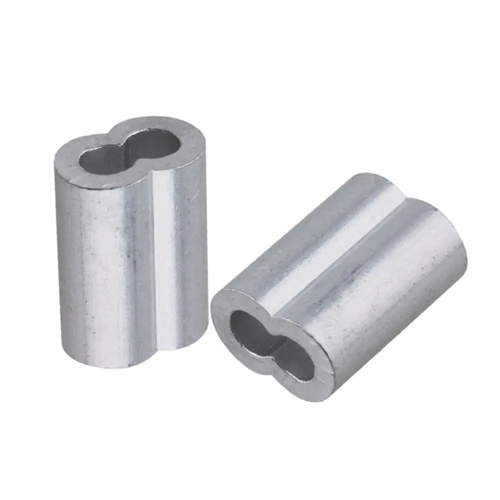 3mm Silver Color Double Hole Wire Rope Aluminum Clamp Clip Sleeve M3 Pack of 200in Clamps from