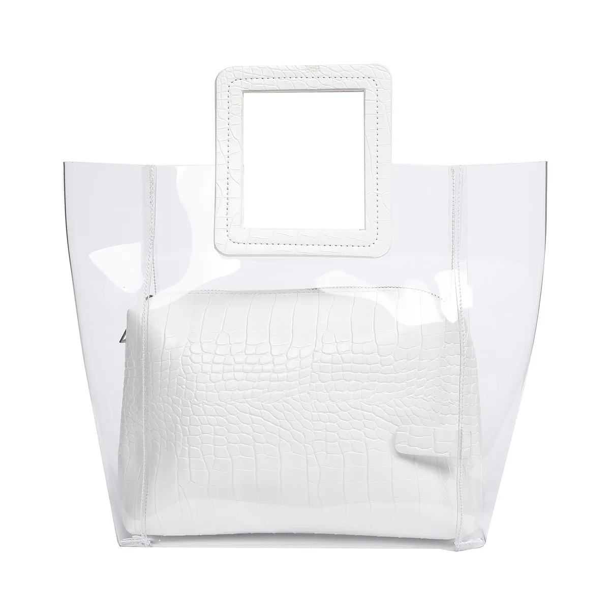 Barabum Clear Jelly Purse PVC Crossbody Handbags for Womens Turn Lock Chain Shoulder Bags