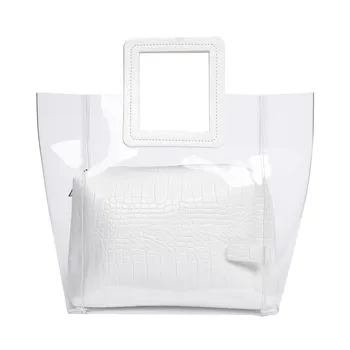 

Barabum PVC Clear Bag with Turn Lock Closure Cross Body Bag Women's Satchel Transparent Messenger Shoulder Handbag