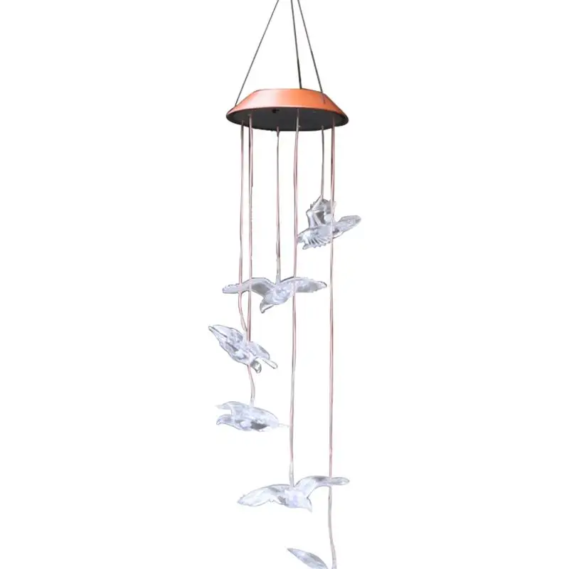 White Солнечный ветряной колокольчик Hummingbird цветной светодиодный Мобильный USB заряжаемый ветряной колокольчик водонепроницаемый наружный Декор подарок для дома Вечерние - Цвет: White