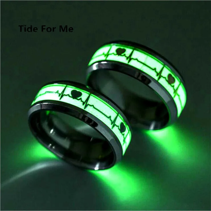 2017 New Fashion Creative 8mm Luminous Mood Ring Glow Women Gold 2017 New Fashion Creative 8mm Luminous Mood Ring Glow Women Gold Silver Jewelry Heart Stainless Steel Rings For Men Free In From