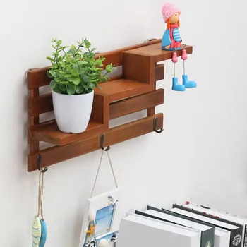 Handmade Wood Boxes Cargo Organizer Storage Box Simple Small Key Hanging Storage Case Phone Racks Wood Shelf Wood Rack