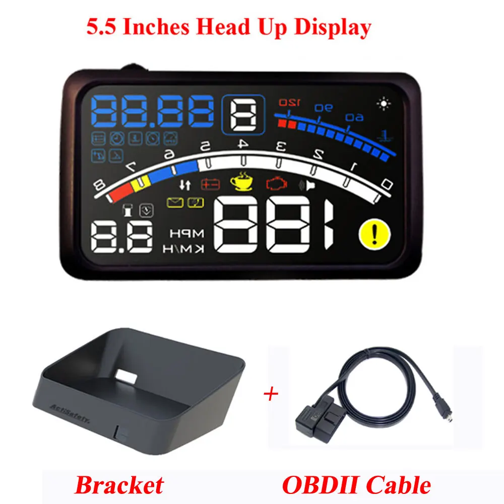 ASH-4E новые 5,5 дюймов автомобиля OBD2 II EUOBD HUD Дисплей с кронштейном автомобильного превышение скорости Предупреждение Системы HUD C