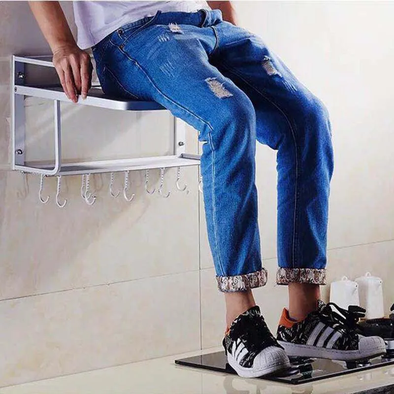  Space Aluminum Microwave Oven Bracket Wall Mounted Kitchen Rack Light Grate 2 kitchen Shelf Microwa - 32865438708