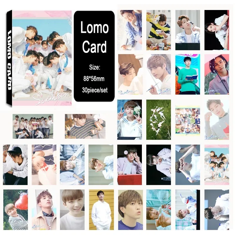 LOMO Card KPOP BIGBANG/EXO/BLACKPINK/GOT7/IKON/RED VELVET/SJ/NCT127/IZONE/TXT/TWICE/MONSTAX/Album Small Cards Photo Photocard - Цвет: SEVENTEEN