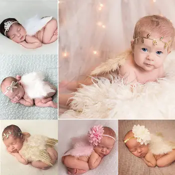 

Sweet Newborn Baby Girls Wings&Headband Costume Birthday Party Photo Prop Outfit