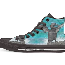 Flightless баклан Галапагосская дизайн дышащая Повседневное с высоким берцем на шнуровке; Холщовая обувь кеды