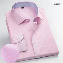 Розовые мужские рубашки с длинным рукавом, тонкие деловые повседневные рубашки в полоску, мужские деловые рубашки, клетчатые офисные рубашки