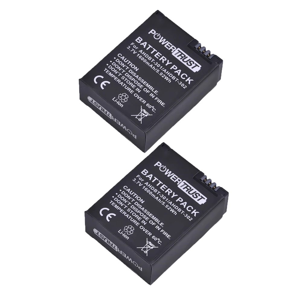 

2x 1600mAh AHDBT-301 AHDBT301 Replacement Battery for GoPro 3 Gopro HD HERO3/3+ and GoPro AHDBT-201/AHDBT 301/AHDBT-302 Battery