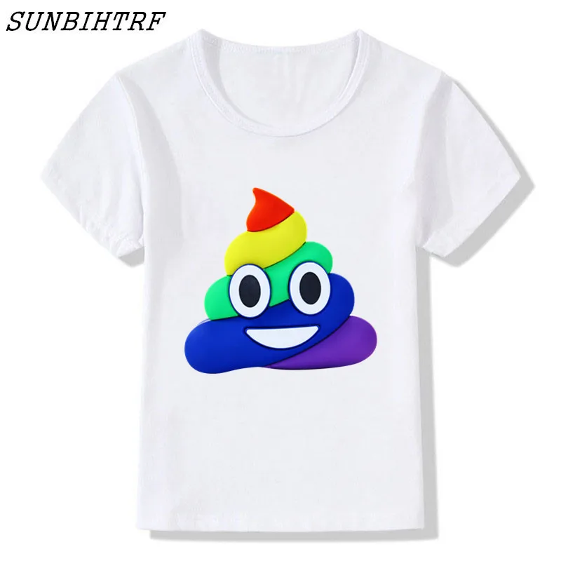 

Kid's T-Shirts Unicorn Poo Emoji Multicolour printing Children T Shirt White Style Summer Unisex Short Sleeve Comfort T-Shirt
